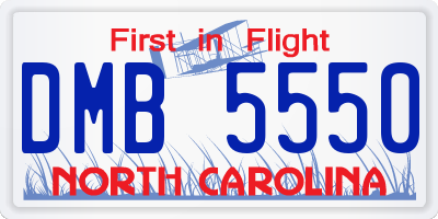 NC license plate DMB5550