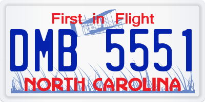 NC license plate DMB5551