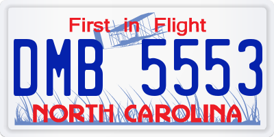 NC license plate DMB5553