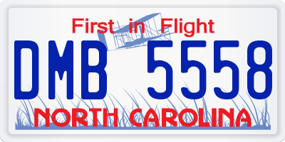 NC license plate DMB5558