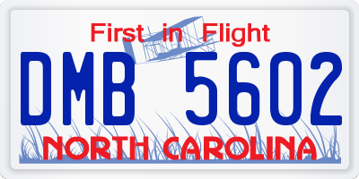 NC license plate DMB5602