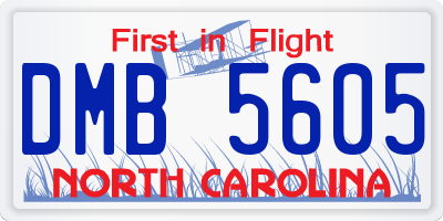 NC license plate DMB5605