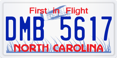 NC license plate DMB5617