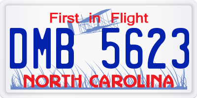 NC license plate DMB5623