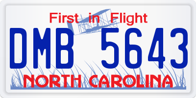 NC license plate DMB5643