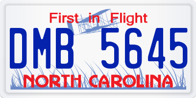 NC license plate DMB5645