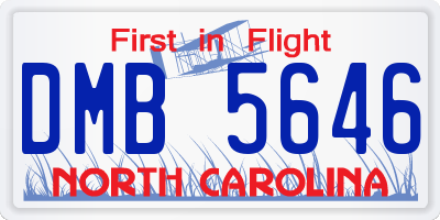 NC license plate DMB5646