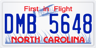 NC license plate DMB5648