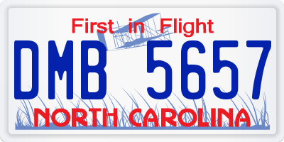 NC license plate DMB5657