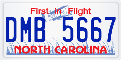 NC license plate DMB5667