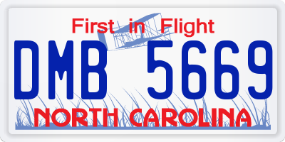 NC license plate DMB5669