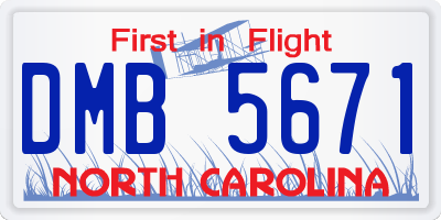 NC license plate DMB5671