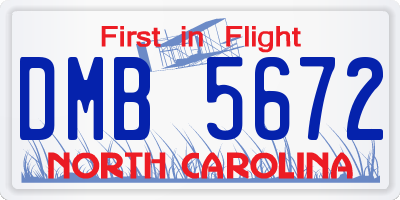 NC license plate DMB5672