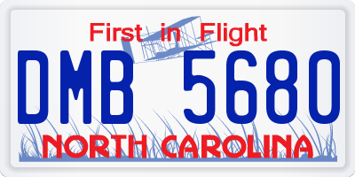 NC license plate DMB5680