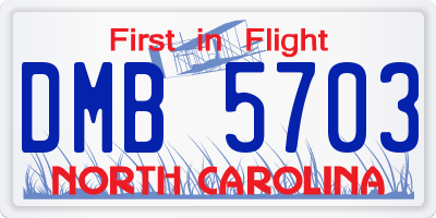 NC license plate DMB5703