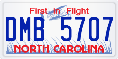 NC license plate DMB5707