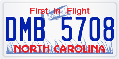 NC license plate DMB5708