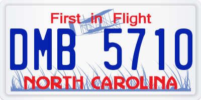 NC license plate DMB5710
