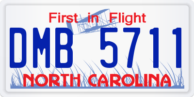 NC license plate DMB5711