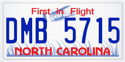 NC license plate DMB5715