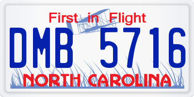 NC license plate DMB5716