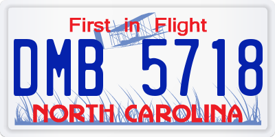 NC license plate DMB5718