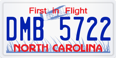 NC license plate DMB5722