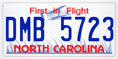 NC license plate DMB5723