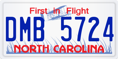 NC license plate DMB5724