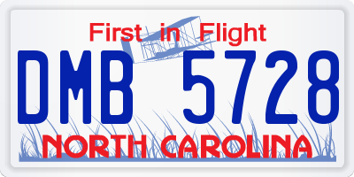 NC license plate DMB5728