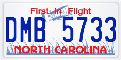 NC license plate DMB5733