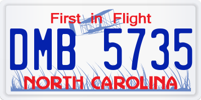 NC license plate DMB5735