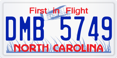 NC license plate DMB5749