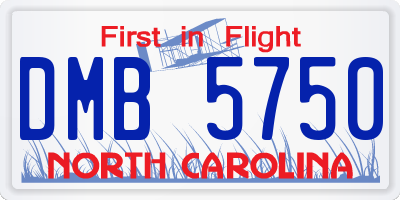NC license plate DMB5750