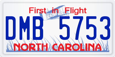 NC license plate DMB5753
