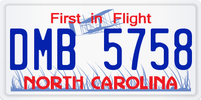 NC license plate DMB5758