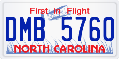 NC license plate DMB5760
