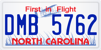 NC license plate DMB5762