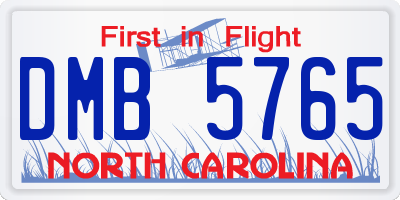 NC license plate DMB5765