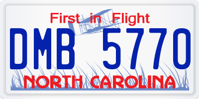NC license plate DMB5770
