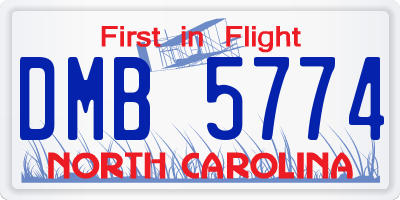 NC license plate DMB5774