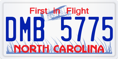 NC license plate DMB5775
