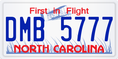 NC license plate DMB5777