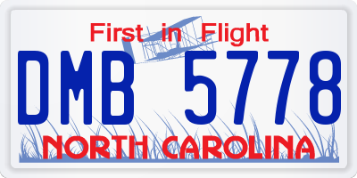 NC license plate DMB5778