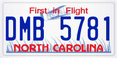 NC license plate DMB5781