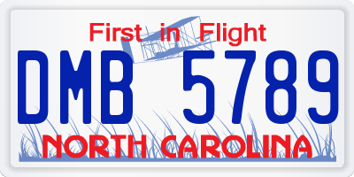 NC license plate DMB5789