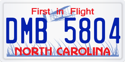 NC license plate DMB5804