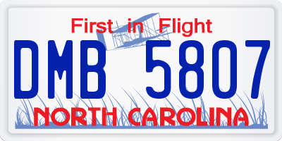 NC license plate DMB5807