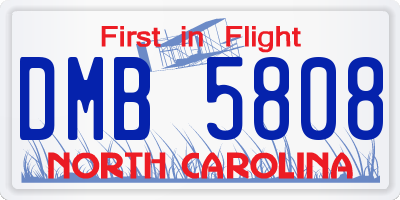 NC license plate DMB5808