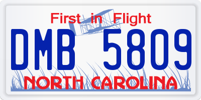 NC license plate DMB5809